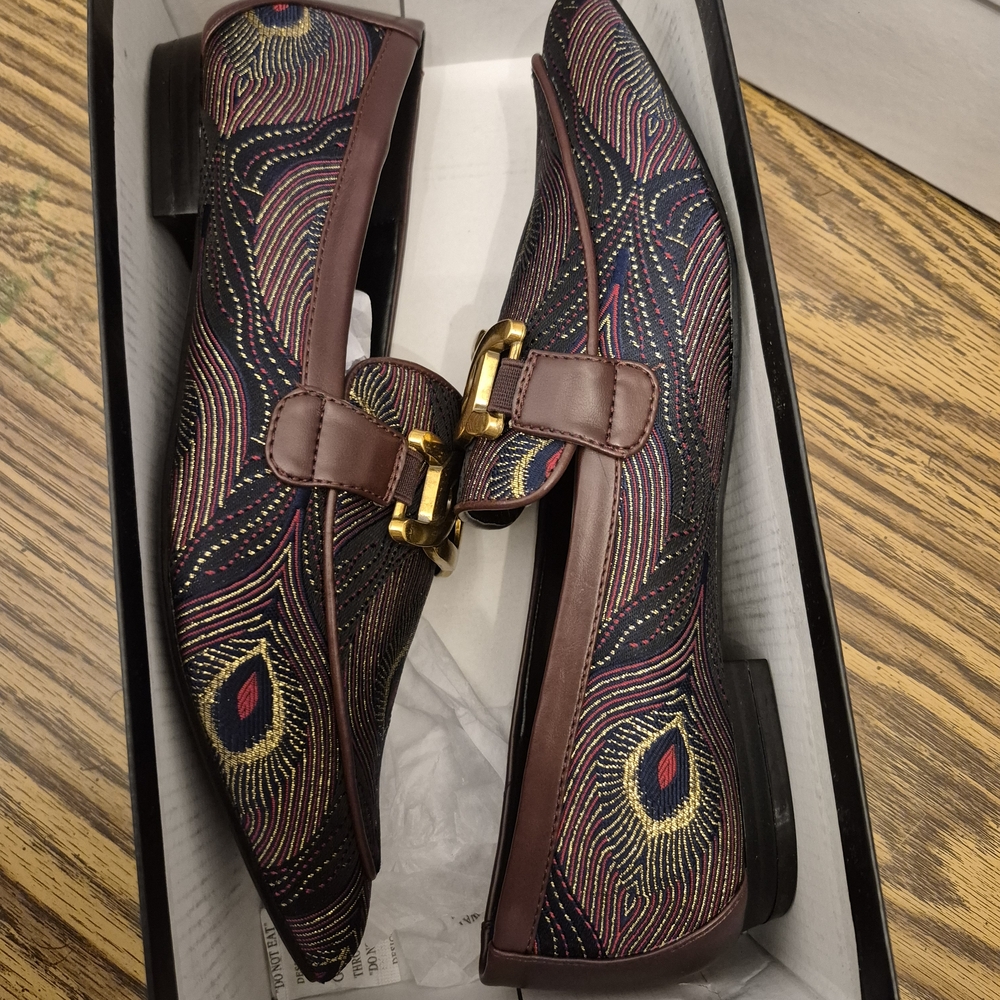 Bellini Peacock Pattern Flats - Brown and Gold - Picture 7 of 7